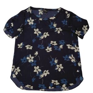 Banana Republic Navy Blue Floral Blouse